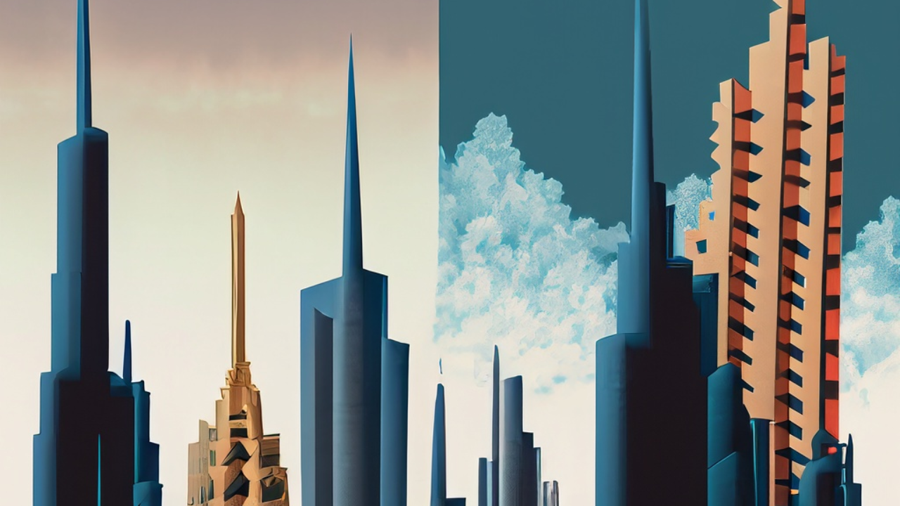 skyscrapers with sky background